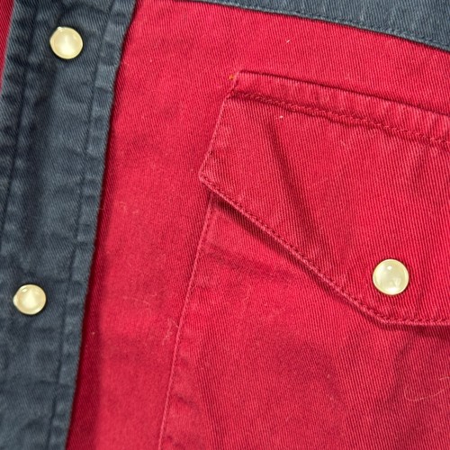 Rustler by Wrangler Pearl Snap Short Sleeve Western Shirt Men Medium Blue Red - Picture 5 of 8