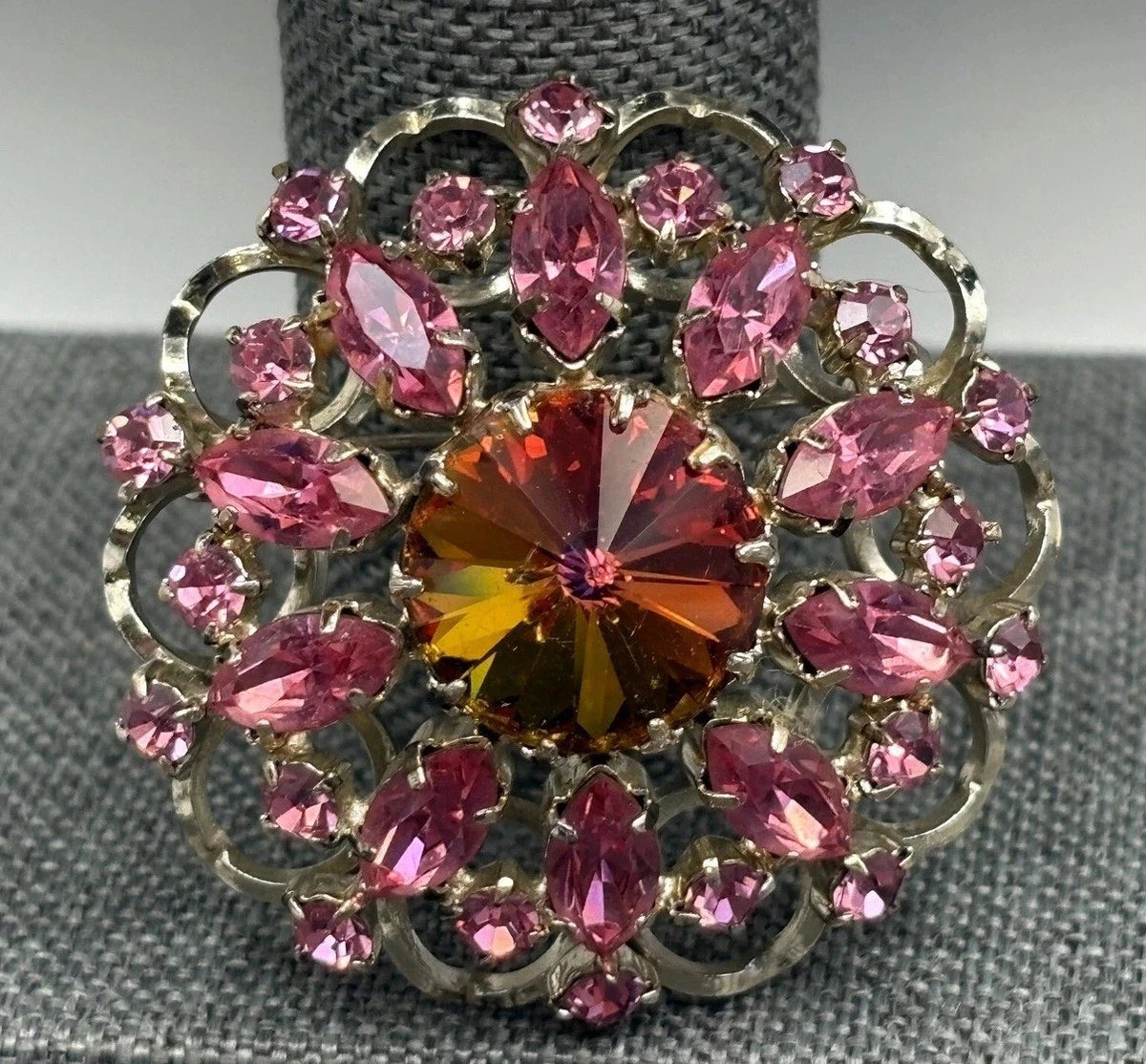 vintage pink rhinestone pin products for sale | eBay