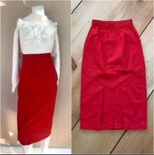 Vintage Wool Pencil Skirt  High Waisted Straight Midi Skirt w Adorable Detail