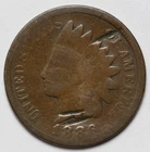 1886 1c Indian Head Cent - TYPE 2 - RAW