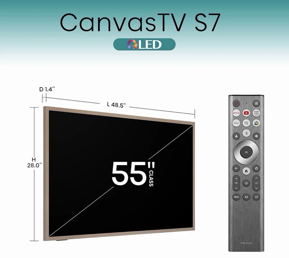 Hisense 55" Clase S7N CanvasTV 4K QLED Google Smart TV - ¡Nuevo! TV con marco de arte Foto 3 de 4