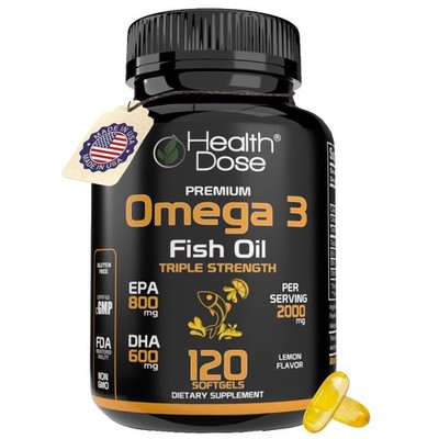 Omega 3 Fish Oil 2000mg   Lemon-Flavored Softgels with EPA 800mg & DHA 600mg ...