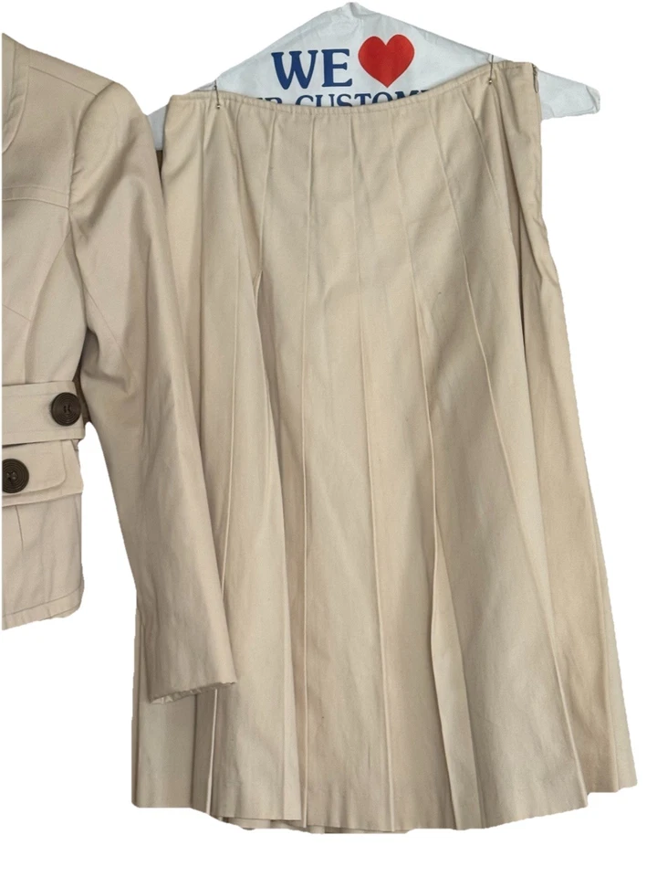 Traje de 2 piezas vintage Mig Wear para mujer, blazer tostado con falda plisada talla 2 EE. UU. Foto 3 de 4