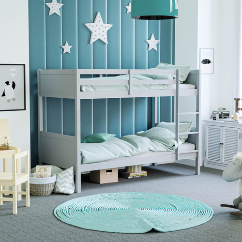 Gemini Bunk Bed Single 3 ft Solid Pine Wood Frame Bedroom Furniture Grey Kids - Picture 1 of 11