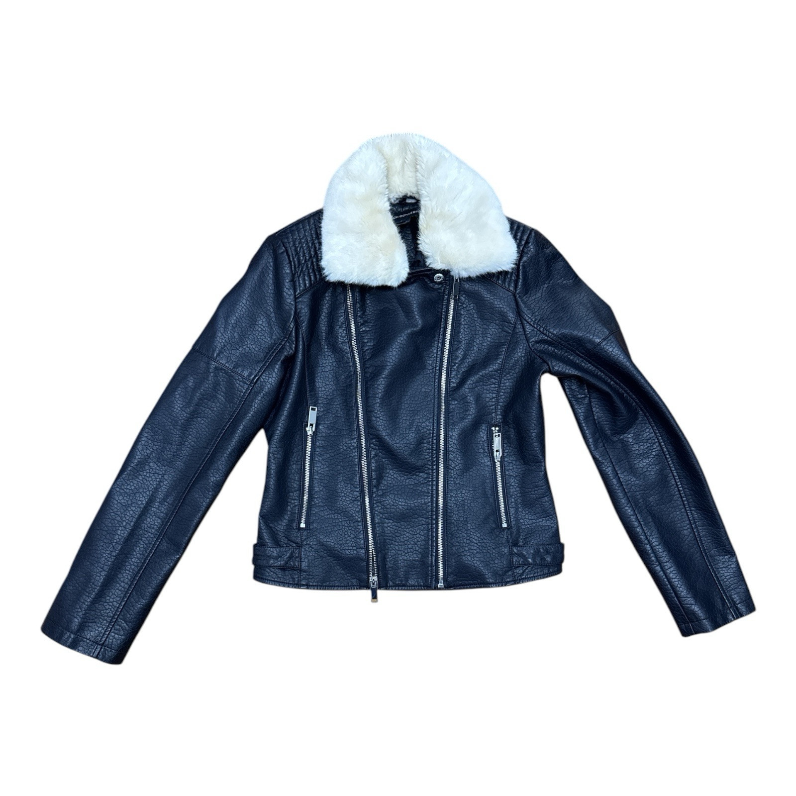 French Connection Black Jacket, Removable Faux Fu… - image 3