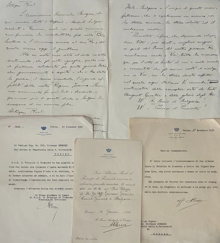 LOT 5 ANTIQUE DOCUMENTS PRINCE PIEDMONT GORRINI CONSUL BULGARIA 1920 SAVOY