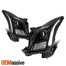 Fits Black 2013-2017 Cadillac XTS [HID Model] Headlights w/o-AFS Pair Left+Right