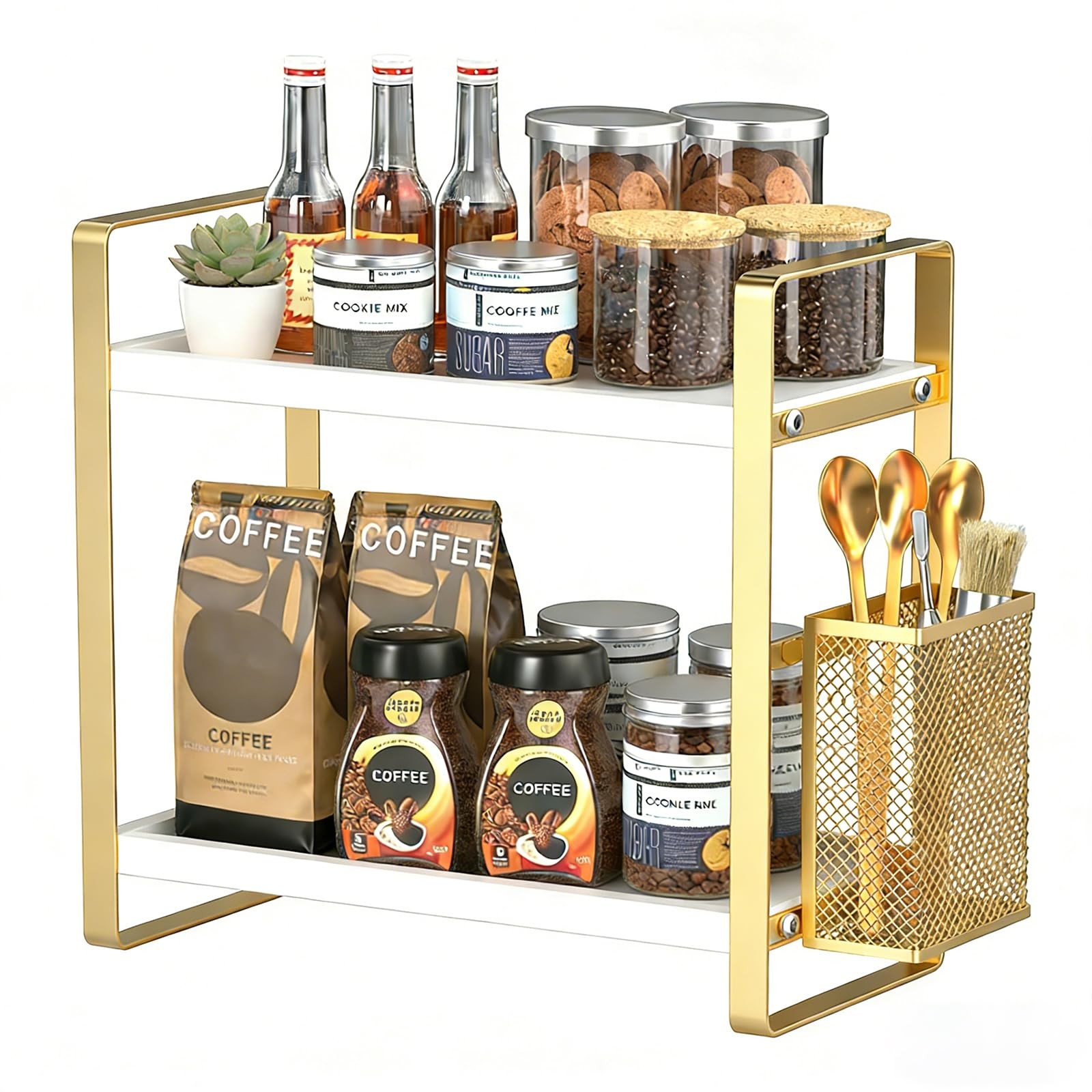 2-Tier Kitchen Storage Rack with Side Baskets
