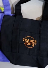 Trader Joe’s 💣 Black Orange Trick or Treat Mini Canvas Tote Bag Halloween Fall