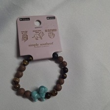 Simply Southern Track Bracelet Lion -Browns  Turquoise Beaded Bracelet- NEW