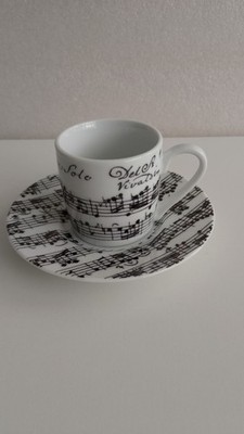 ''Konitz'' - Germany Porzellan Espressotasse und Untertasse mit Musikmotiv
