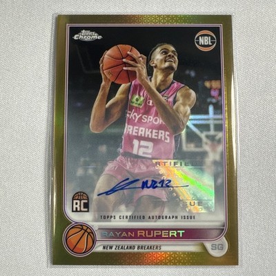 2022-23 Topps Chrome NBL Rayan Rupert Gold Refractor RC Auto 1/50 New Zealand 