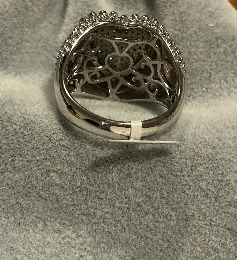 Precioso anillo de plata de ley brillante con diamantes amarillos y blancos genuinos K/L Foto 4 de 4