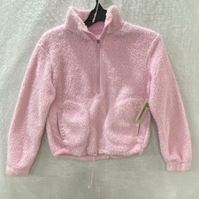 No Boundaries Plush Top Women's Jr. X Small 0-2 Pink Half Zip Pullover Pockets
