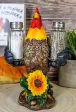 Farm Barnyard Rooster Salt Pepper Shakers Holder Figurine Spice To Crow About