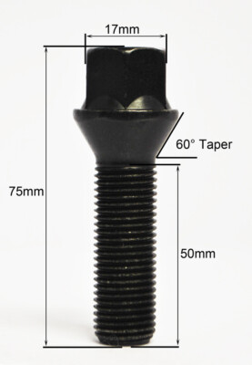 M12 x 1.5, 45mm extended thread, tapered seat alloy wheel locking bolts. Set of | UK M12 x 1.5, 45mm extended thread, tapered seat alloy wheel locking bolts. Set of | UK
