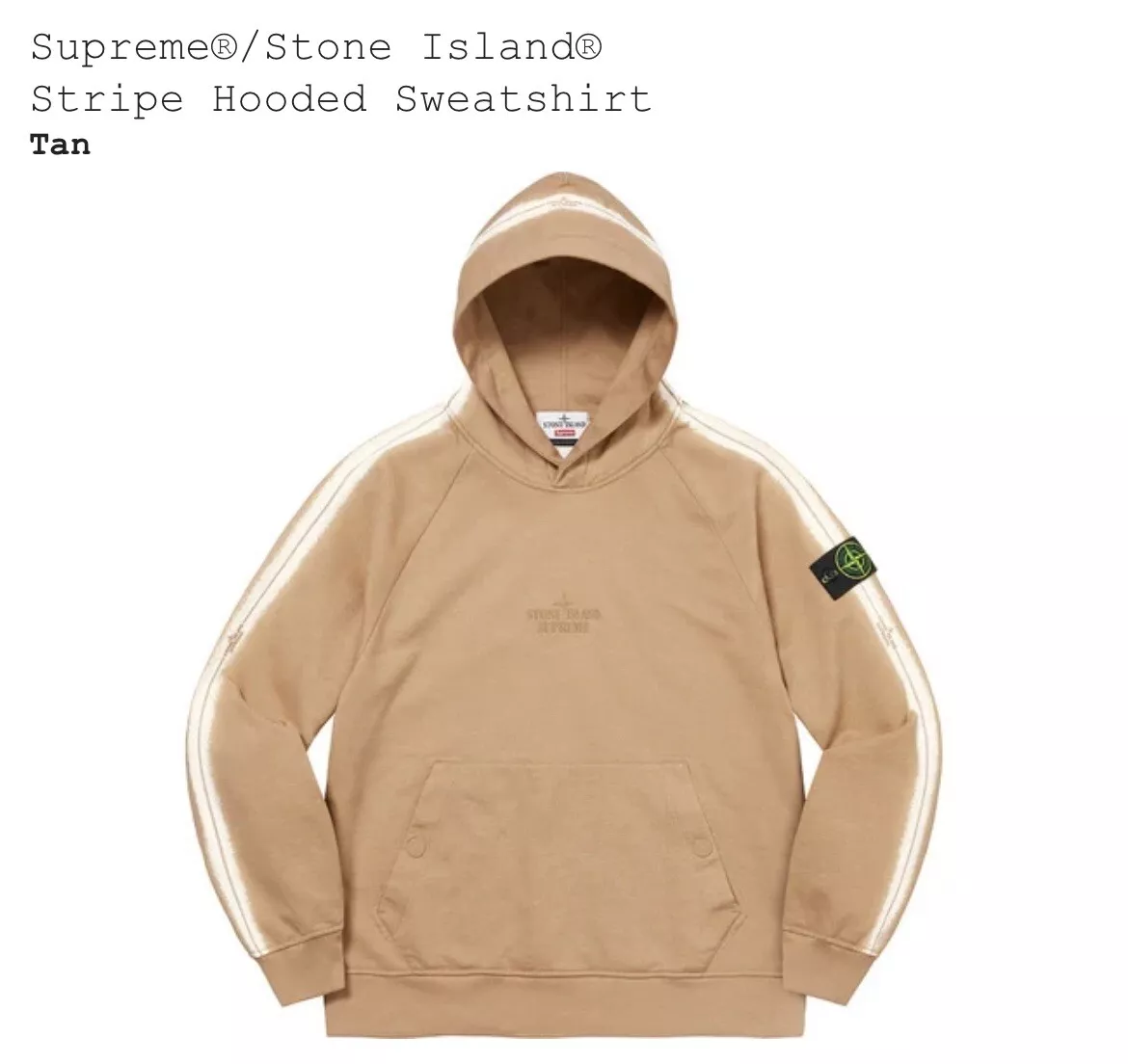 New Supreme® x Stone Island® Stripe Hooded Sweatshirt Hoodie Tan