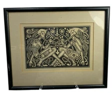 Dunvegan Beard Pullers Croft Studio Framed 11.5" X 13.5" Screenprint 8.5" x 5.75