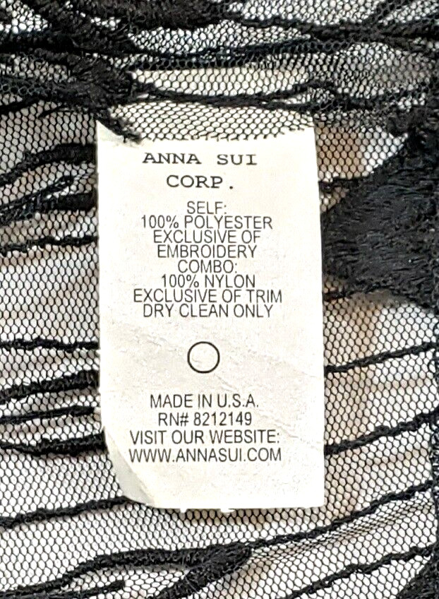 ANNA SUI Jacket Cardigan Top, Size Small, 4, Black Lace, Beaded, WAS $350 *NEW!*
