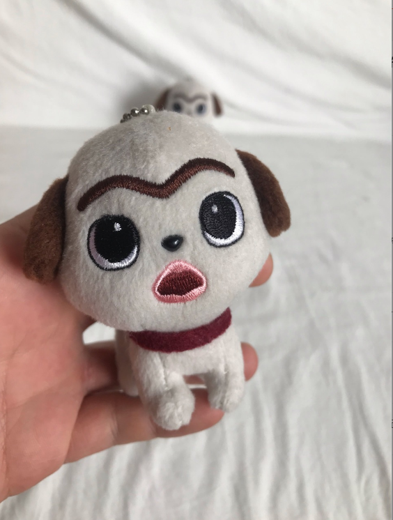 The ugly puppy with eyebrows in line plush toy pendant gray cute