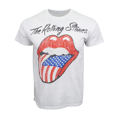 THE ROLLING STONES FLAG TOUNGE DISTRESSED LOGO T SHIRT