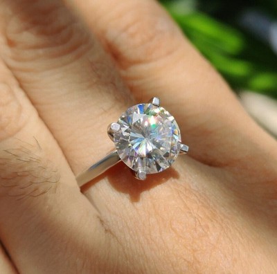 14k White Gold 2Ct Round Lab Grown/CVD Diamond Women's Solitaire Engagement Ring