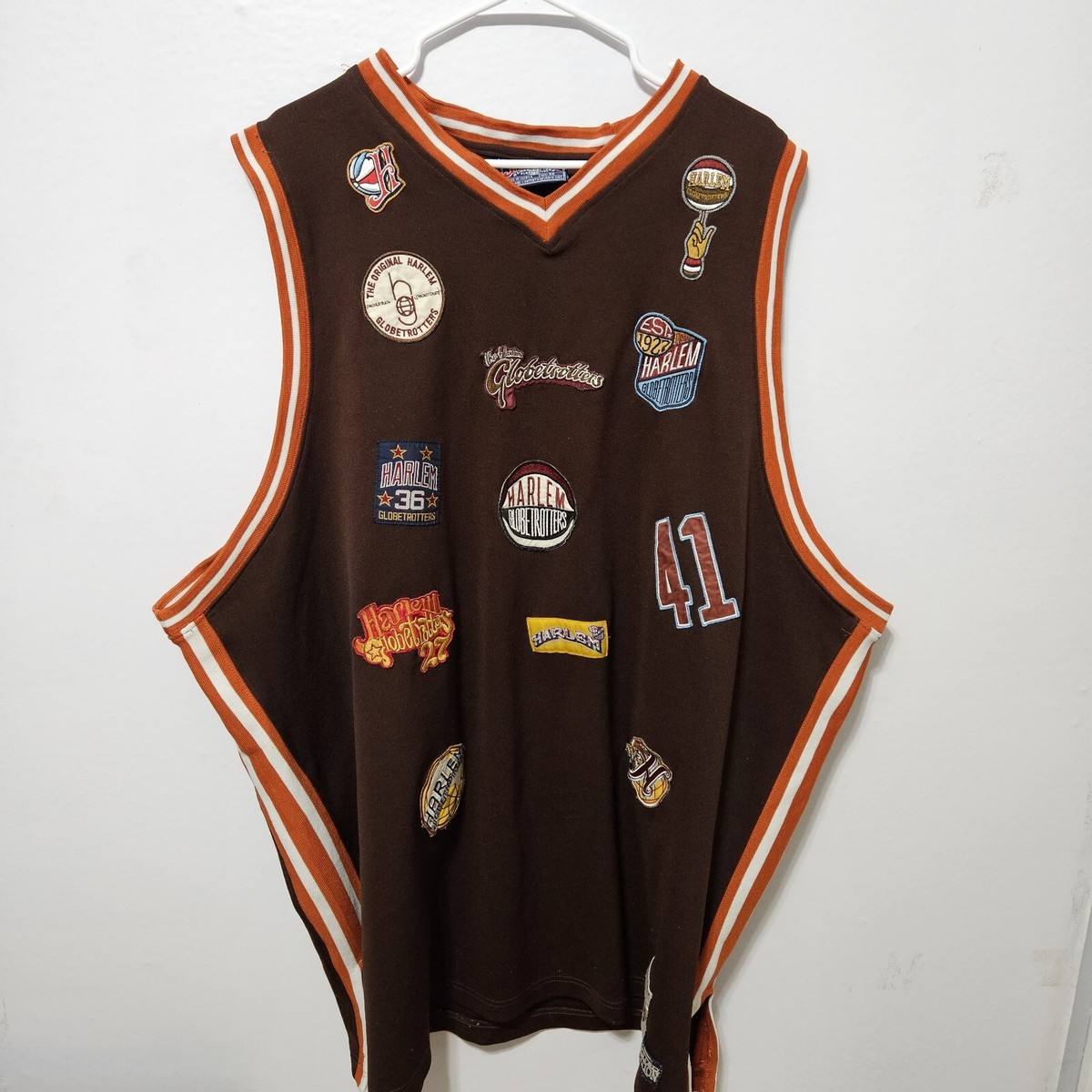 90s Platinum FUBU Harlem バスケタンク ゲームシャツ Platinum FUBU Harlem Globetrotters Brown Limited Jersey