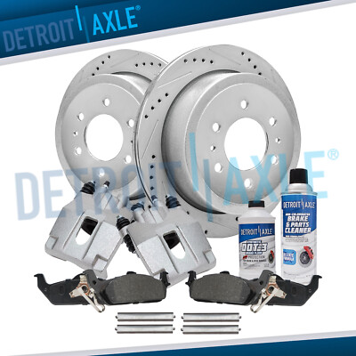 Rear Drilled Rotors Calipers Brake Pads Kit for Ford F-150 Lincoln Mark LT 6-Lug