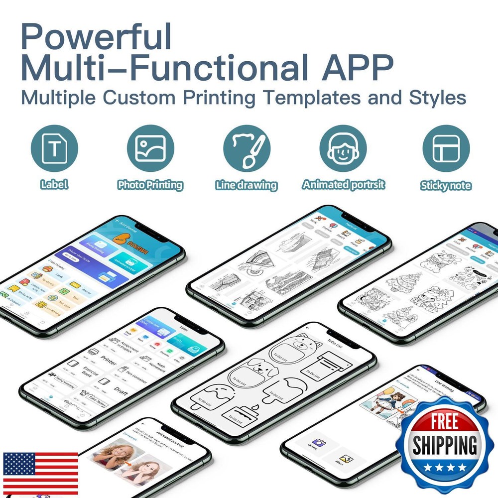 Label Maker Machine, HD Mini Sticker Printer with 7 Rolls Paper, Portable The Label Maker Machine, HD Mini Sticker Printer with 7 Rolls Paper, Portable The