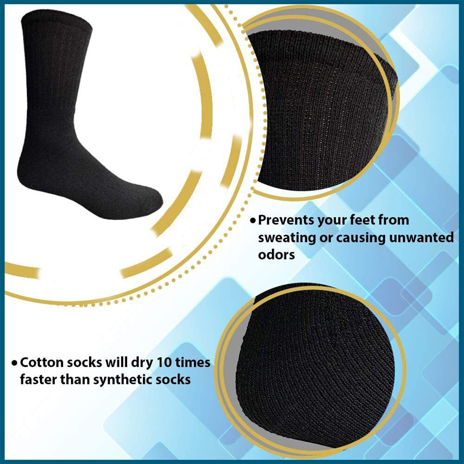 15 Pairs Men's Sport Socks Black Cotton Rich Cushion Sole Socks