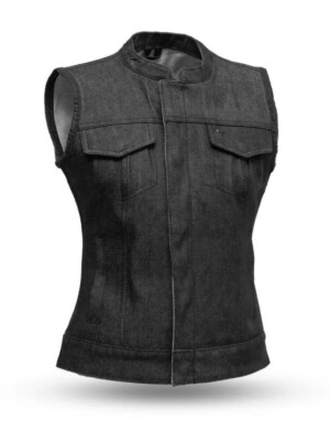 Women's Ludlow - Denim Rough Neck Raw Denim Motorcycle Vest Size Small
