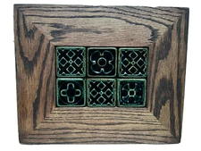 Pewabic Custom Framed 6-tile  Decorative Geometric Art Piece