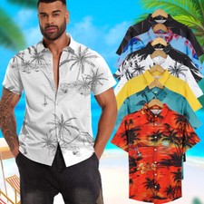 Hawaiian Shirts Men Summer Beach Top Button Down Holiday Fancy Dress Party Top