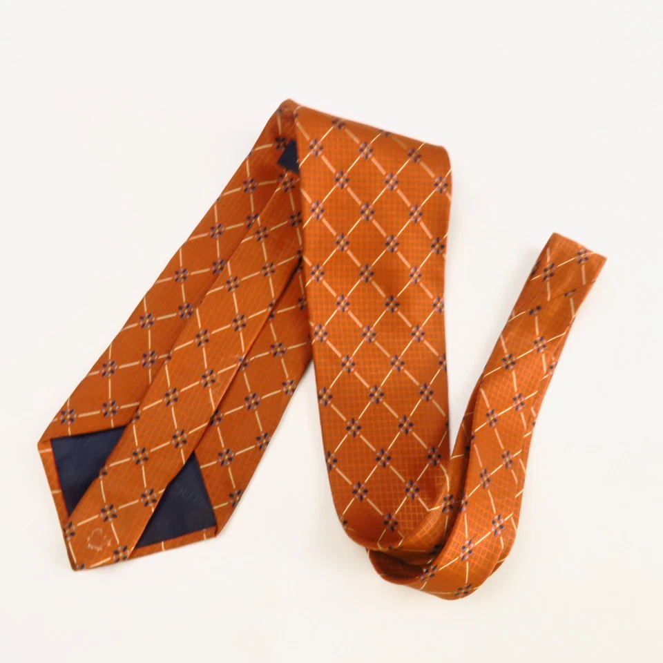 Corbata para hombre Nautica naranja azul patrón geométrico 100 % seda 58x4 Foto 4 de 4