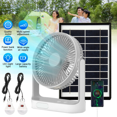 Solar Camping Fans with Solar Panel Rechargeable Tent Fan w