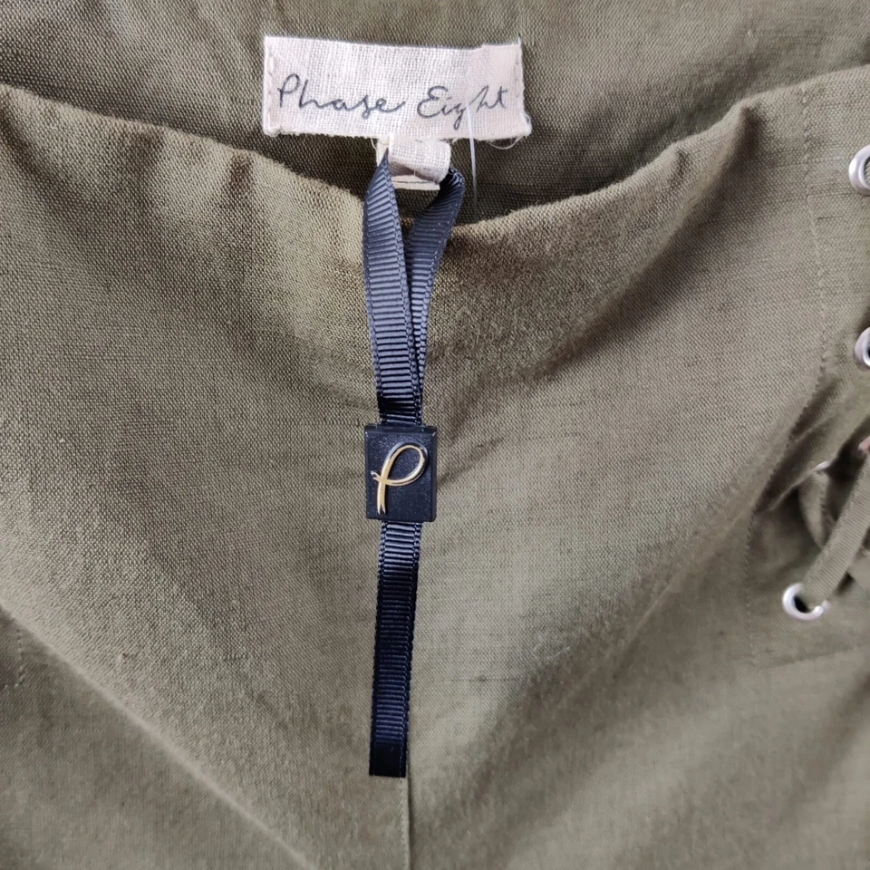 Phase Eight Trousers Womens Wide Leg Trousers Green UK 8 W27 L22 Linen Cotton - Image 3 of 4