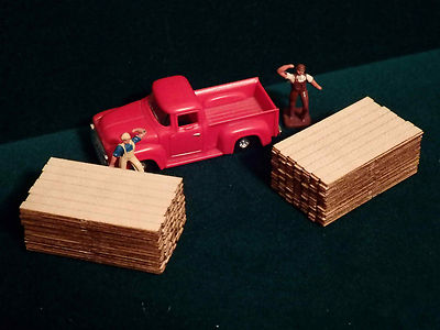 2 HO Scale 2  x 12  x 12ft Lumber Yard Stacks Loads Dimensional Boards Planks