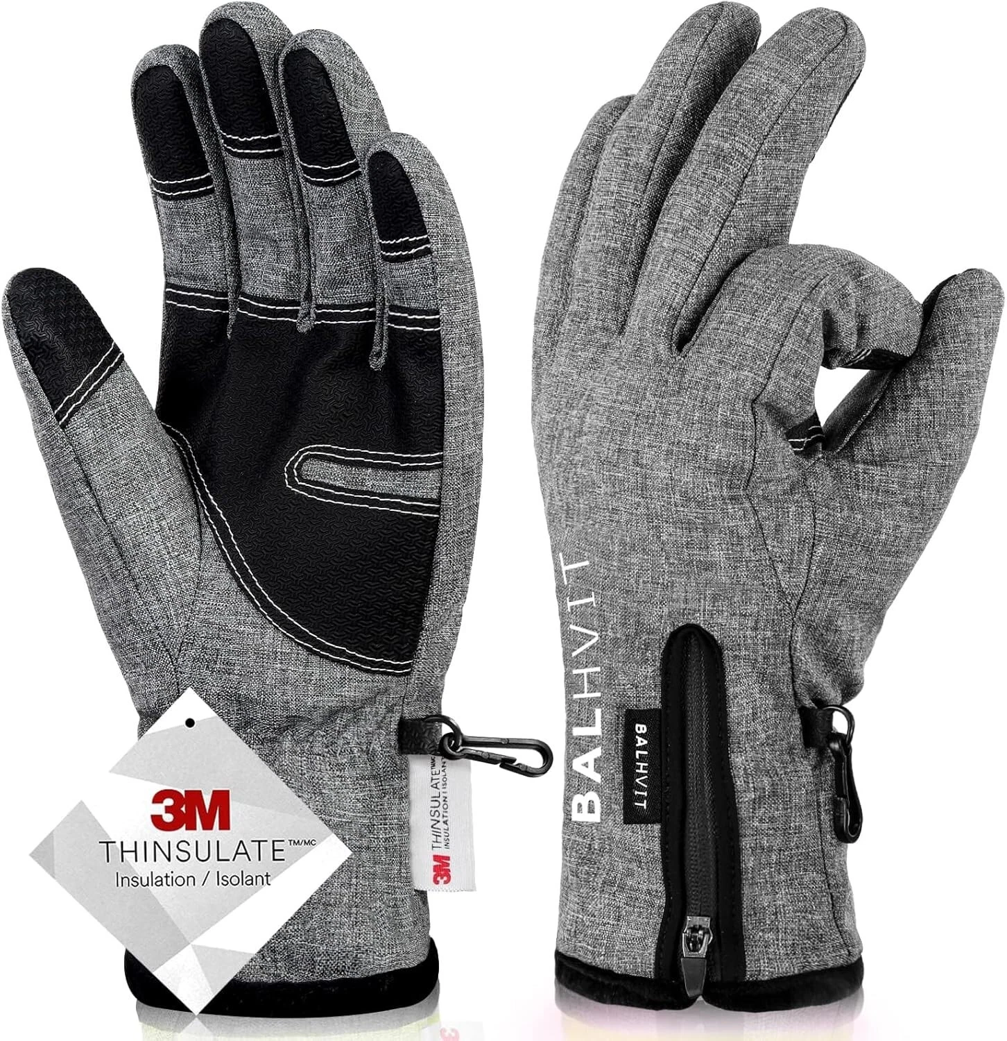 -10℉ Waterproof Winter Gloves Men & Women, Thermal Gloves 5-La...Grey Bx 2