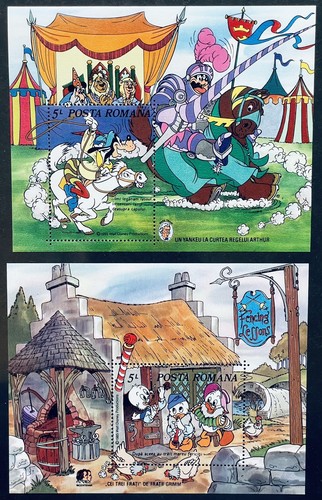 ROMANIA MARK TWAIN BROTHERS GRIMM DISNEY STAMPS SET 2 SS 1985 CLASSIC FAIRYTALES