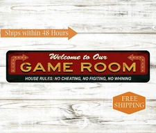 Game Room Decor Sign Family Board Game Cards Pool Arcade Gift 4x18 104182001001