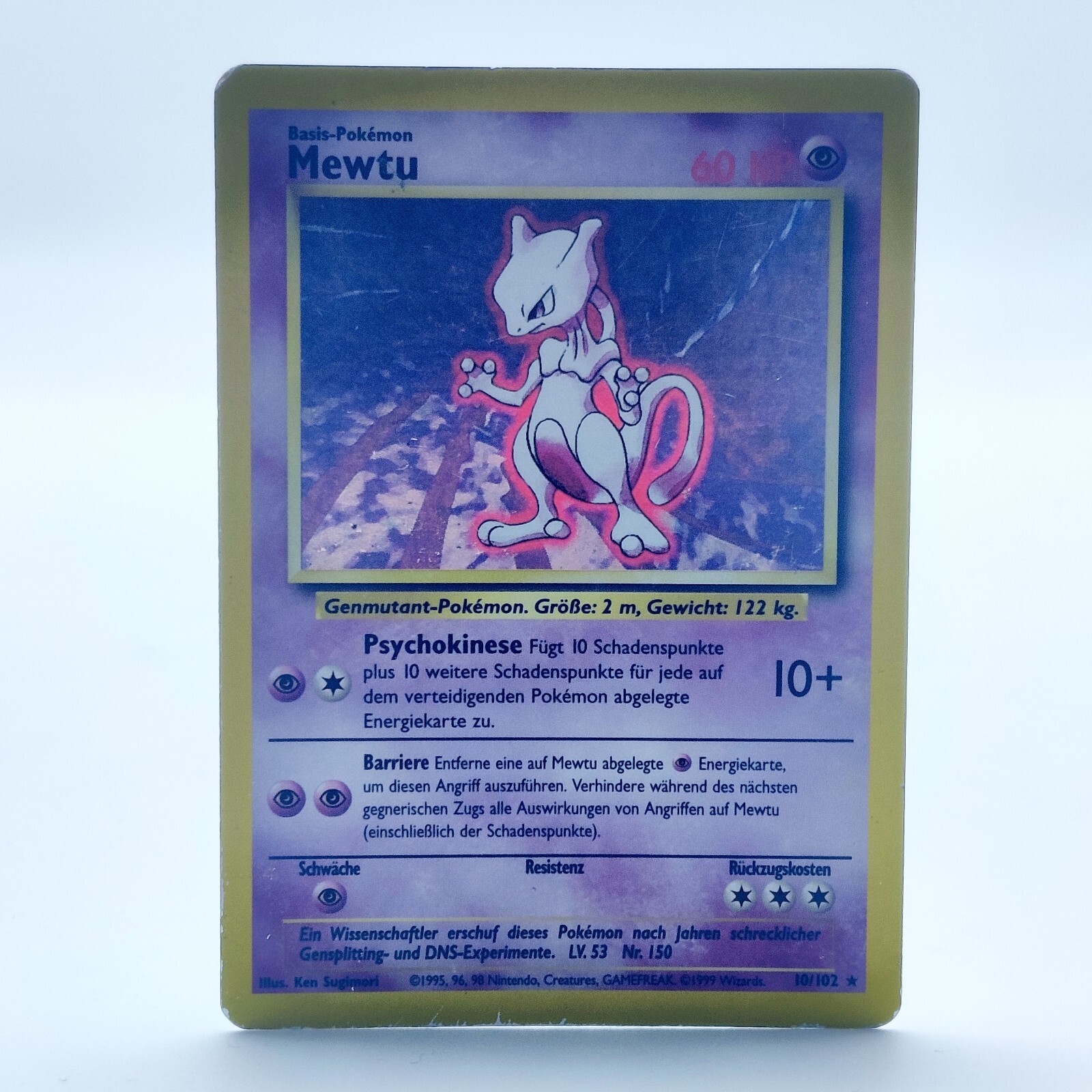 Holo Rare German Mewtwo 10/102 Pokemon TCG Base Set Card