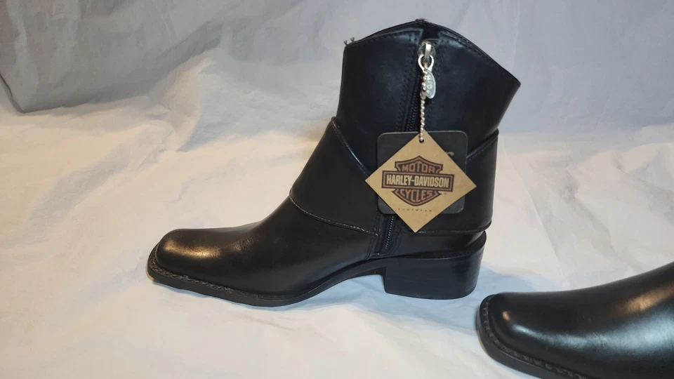 Новый Harley Davidson ботинки женщин размер 6,5 черный кожаный пряжки мотоциклиста ботильоны - Изображение 3 из 4