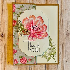 4 Flowing Flowers Thank You Stampin UP DSP Card Kit Fun Fold Butterfly Diecuts