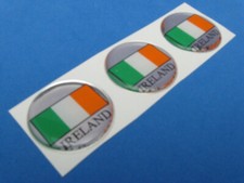 IRELAND FLAG LOGO DOMED DECAL EMBLEM STICKER SET OF THREE 261