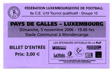 Ticket Wales - Luxembourg 05.11.2006 U19