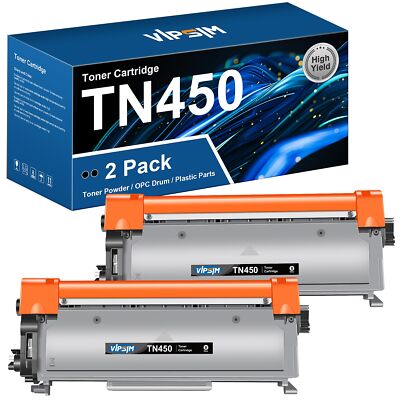 VIPSIM TN450 Toner Cartridge 2 Pack Replacement for Brother Printers