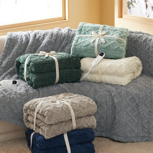 Stylish Electric Throw - Heavyweight Sherpa, 3 Hours Auto-Off, Sage Green - Bild 10 von 10