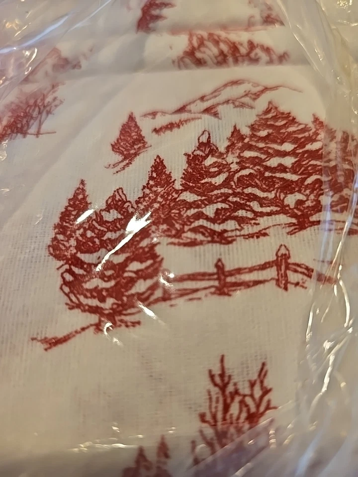ASPEN holiday KING Sheet set Turkish Flannel Christmas village toile 100 cotton - Image 2 of 4