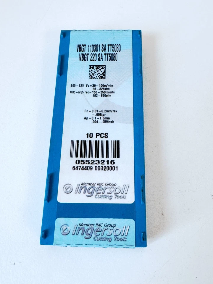 (9) INGERSOLL VBGT220SA TT5080 硬质合金可转位车削插入 AlTiN TiN — 第 3/3 张图片