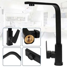 Kitchen Sink Mixer Taps Swivel Spout Single Lever Tap Mono Modern Faucet Black
